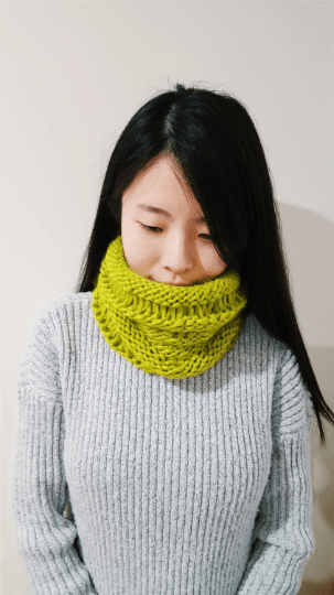 Handknit Drop stitch knit cowl - Colourful Knit Neckwarmer - Winter Knit Cowl - Handmade knit Scarf - wool blend knit cowl - TuttyKnitty