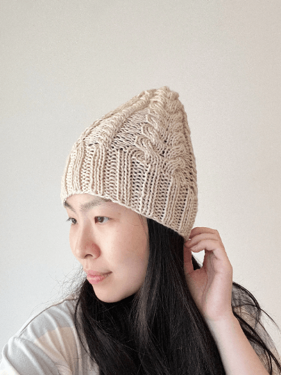 Handknit Ecru colour Cable Knitted | merino cream soft tone colour knit hat | adult women or men beanie | Winter knit briaded hat - TuttyKnitty