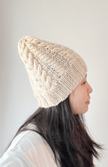 Handknit Ecru colour Cable Knitted | merino cream soft tone colour knit hat | adult women or men beanie | Winter knit briaded hat - TuttyKnitty