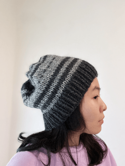 Handknit pattern Beanie | Winter hat | black and grey fair isle colour | autumn winter style | cozy hat - TuttyKnitty