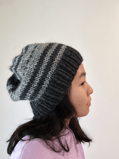 Handknit pattern Beanie | Winter hat | black and grey fair isle colour | autumn winter style | cozy hat - TuttyKnitty