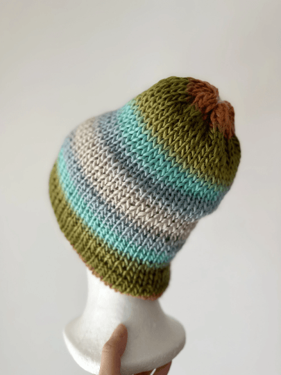 Handmade Double layered Beanie | double layered | Slouchy Hat in pastel rainbow | Knit beanie colourful candy vibrant | Fluffy and cozy winter hat - TuttyKnitty