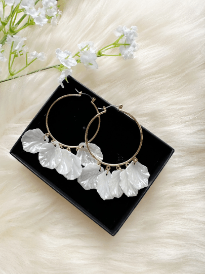 Iridescent flower earrings | dangle petals baroque earrings | unique gold geometric floral earrings | bridal party wedding earrings - TuttyKnitty