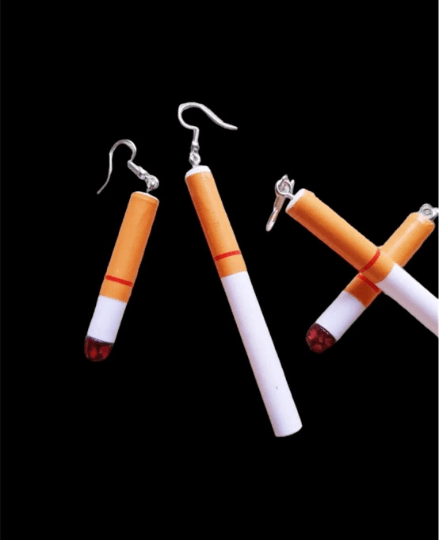 Mismatched decor cigarrette earrings | mismatch funky earrings | fun style pop art decor earrings | halloween quirky - TuttyKnitty