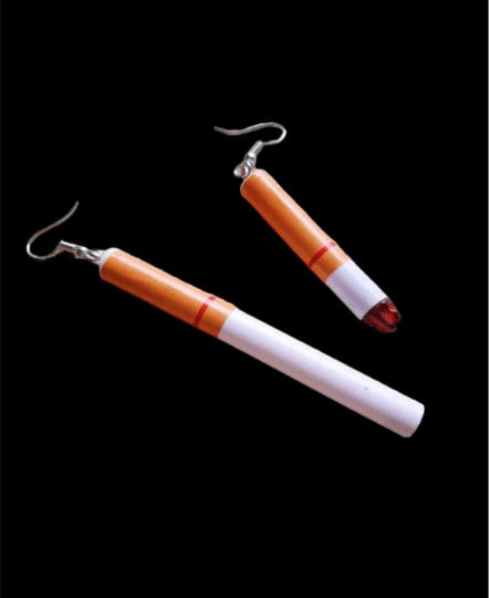 Mismatched decor cigarrette earrings | mismatch funky earrings | fun style pop art decor earrings | halloween quirky - TuttyKnitty