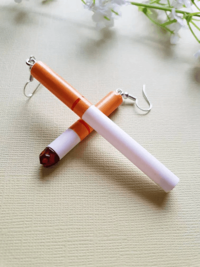 Mismatched decor cigarrette earrings | mismatch funky earrings | fun style pop art decor earrings | halloween quirky - TuttyKnitty