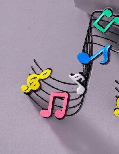 Musical notes earrings | colourful music earrings | funky pop art earrings | acrylic art oversize earrings | musician concert music student - TuttyKnitty