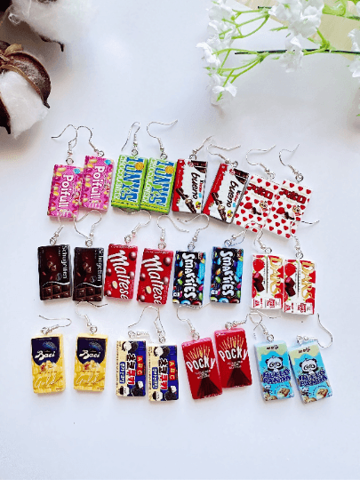 Party snack | international sweet food | kawaii pop art earrings | quirky fun party earrings - TuttyKnitty