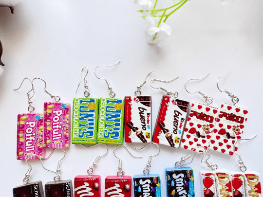 Party snack | international sweet food | kawaii pop art earrings | quirky fun party earrings - TuttyKnitty