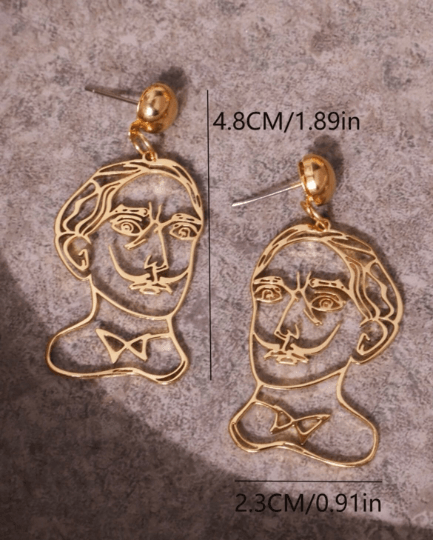 Picasso earrings | vangogh dangle earrings | Gold fun wire famous artist earrings | minimalist earrings | potrait art earrings - TuttyKnitty