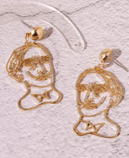 Picasso earrings | vangogh dangle earrings | Gold fun wire famous artist earrings | minimalist earrings | potrait art earrings - TuttyKnitty