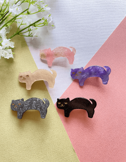 sleepy cat acetate hair clip