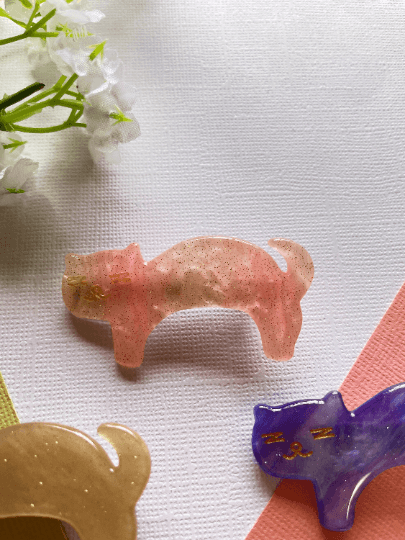 Sleepy cat acetate hair clips | Colourful barrette clips| korean hair accessories| animal hair clip | gift for cat lover - TuttyKnitty