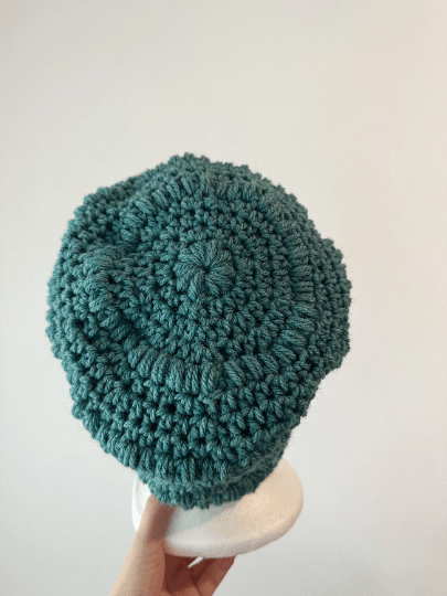 Teal green mix crochet Slouchy Beanie | Chrochet Beret | Slouchy Hat in green | Knit beanie in teal | cozy winter beret hat - TuttyKnitty