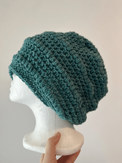 Teal green mix crochet Slouchy Beanie | Chrochet Beret | Slouchy Hat in green | Knit beanie in teal | cozy winter beret hat - TuttyKnitty