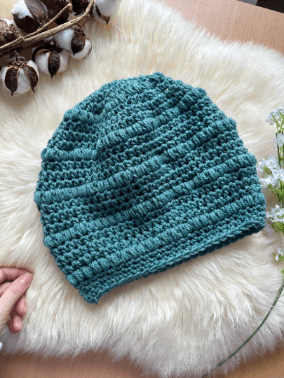 Teal green mix crochet Slouchy Beanie | Chrochet Beret | Slouchy Hat in green | Knit beanie in teal | cozy winter beret hat - TuttyKnitty