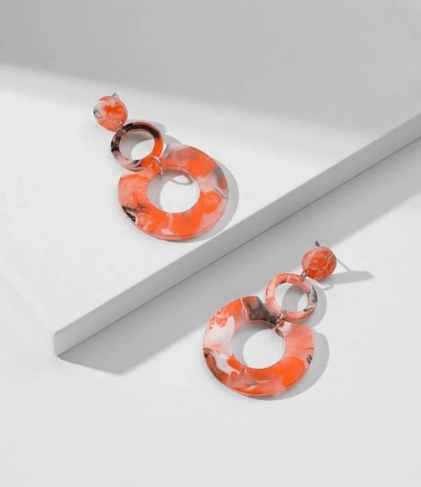 Tortoiseshell earrings | Colourful Resin earrings | blue orange terrazzo mosaic acetate earrings | acrylic art earrings |statement earrings - TuttyKnitty